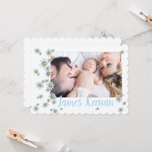 Carte photo de Faire-part de naissance de margueri (Devant/Arrière en situation)