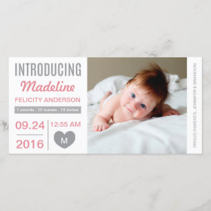 Carte photo de Faire-part de naissance doux