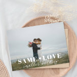 Carte photo de Faire-part de réduction Mariage mod<br><div class="desc">Carte de faire-part de taille réduite pour mariage sur mesure avec "même amour,  plus petit mariage" design de typographie moderne sur photo mariage personnalisée.</div>