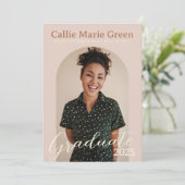 Carte photo de Faire-part moderne Boho Graduation (Debout devant)