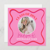 Carte photo de Faire-part Pink Graduation (Devant / Derrière)