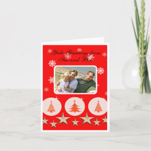 Carte Photo de famille arbres de Noël rouges