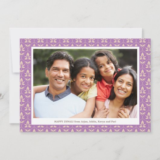 Carte Photo de famille couleur modifiable Joyeux Diwali (Devant)