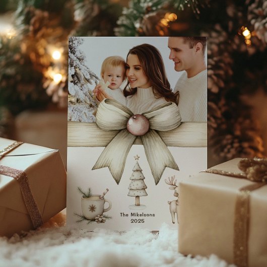 Carte photo de famille de Noël neutre