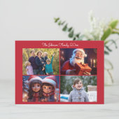 Carte photo de famille de Noël rouge avec message (Debout devant)