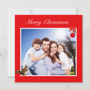 Carte Photo de famille éditable et écureuil sur un Noël 