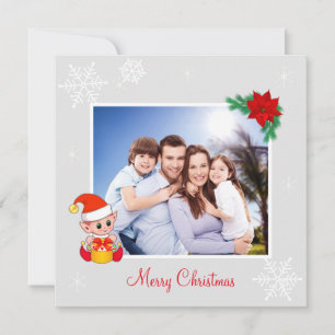Carte Photo de famille personnalisé & Elfe mignon sur No