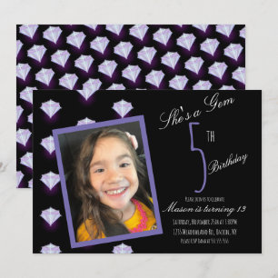 Carte Photo de fête d'anniversaire Diamant Cristal Gemme