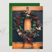 CARTE PHOTO DE FÊTE | Porte de Couronne de Noël (Devant / Derrière)