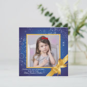 Carte photo de fêtes Bleu et Or (Debout devant)