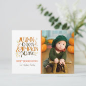Carte photo de feuilles d'automne et citrouilles s (Debout devant)