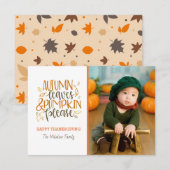 Carte photo de feuilles d'automne et citrouilles s (Devant / Derrière)