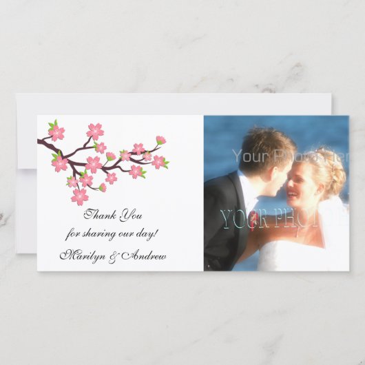 Carte photo de fleurs de cerisier rose (Devant)