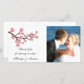 Carte photo de fleurs de cerisier rose (Devant / Derrière)