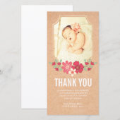 Carte photo de fleurs de Merci de bébé de Papier (Devant / Derrière)