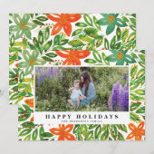 Carte photo de fleurs peintes à la main et de vaca (Devant / Derrière)