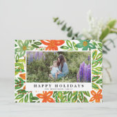 Carte photo de fleurs peintes à la main et de vaca (Debout devant)