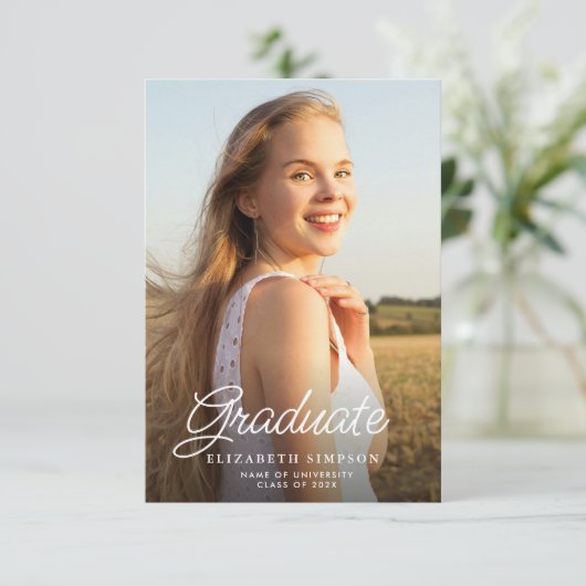 carte photo de graduation de script blanc (Debout devant)