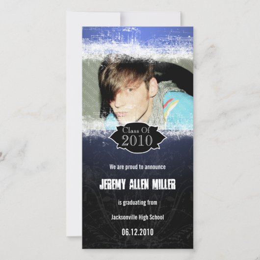 Carte photo de Graduation Extreme Grunge Blue Blac (Devant)