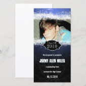 Carte photo de Graduation Extreme Grunge Blue Blac (Devant / Derrière)