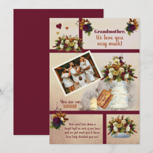 Carte Photo de Grand-mère que nous aimons Fleurs d'autom