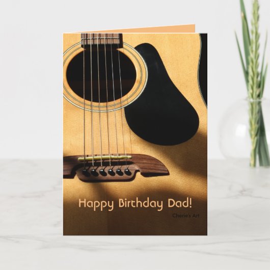 Carte Photo de guitare acoustique, Joyeux papa d'anniver (Devant)