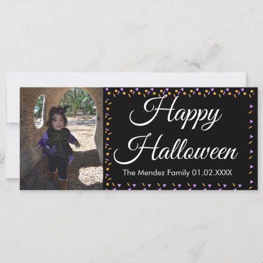 Carte photo de Halloween avec bordure orange viole (Devant)