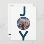 Carte photo de joie blanc de Noël (Devant / Derrière)