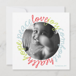 Carte photo de joie d'amour de paix de vacances