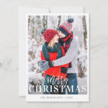 carte photo de joyeux à double face moderne<br><div class="desc">Un beau look moderne avec des textes élégants et de magnifiques photos de famille d'hiver. Les caractéristiques de ce design peuvent être personnalisées. Vous pouvez télécharger vos propres images et les éditer,  les rogner et les redimensionner.</div>