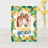 Carte Photo de joyeux anniversaire floral tropical (Fleur jaune)