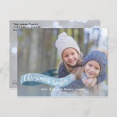 Carte photo de la bannière d'aquarelle bleue (Devant / Derrière)