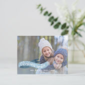 Carte photo de la bannière d'aquarelle bleue (Debout devant)