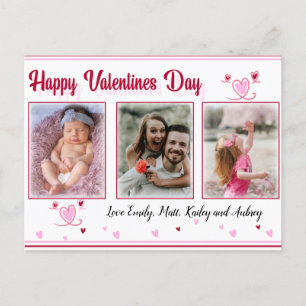 Carte photo de la fête des Valentines aux Coeurs r