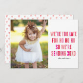 Carte photo de la fête des Valentines roses et rou (Devant / Derrière)