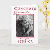 Carte photo de la Graduate Graduate Modern Red Con (Fleur jaune)