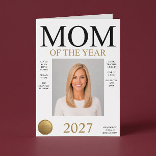 Carte Photo de la maman de l'année (blanc uniquement) An
