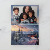 Carte Photo de la marine Blue Christmas Train (Intérieur)