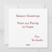 Carte photo de la photographie de Noël (Dos)