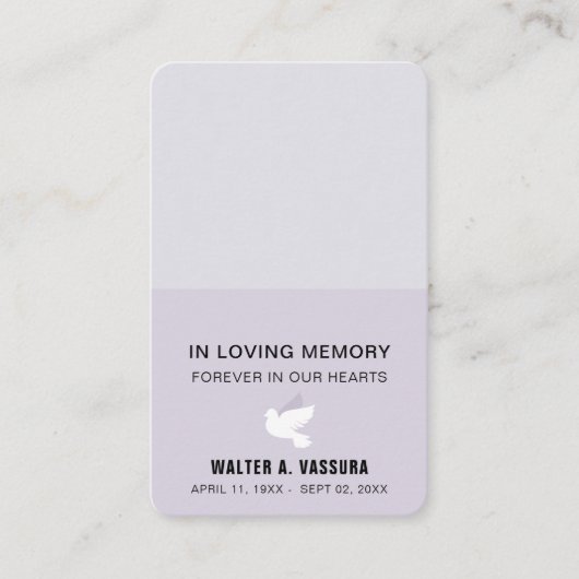 Carte photo de la prière funéraire funéraire (Devant)