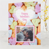 Carte photo de la Saint-Valentin avec coeurs en bo (Fleur jaune)