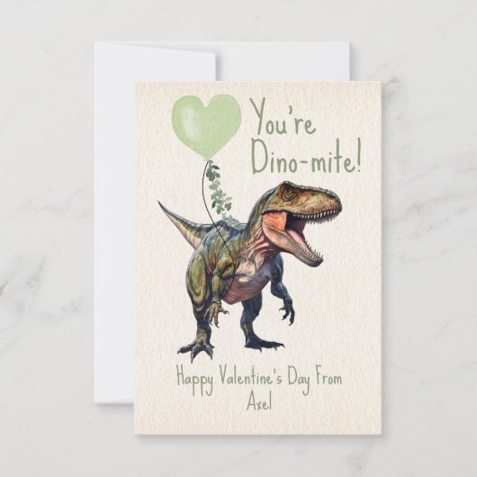 Carte Photo de la Saint-Valentin de la classe verte Dino (Devant)