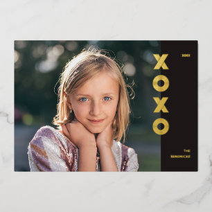 Carte photo de la Saint-Valentin XOXO en feuille m