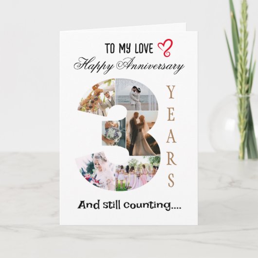 carte photo de l'anniversaire du Mariage de 3 ans (Devant)