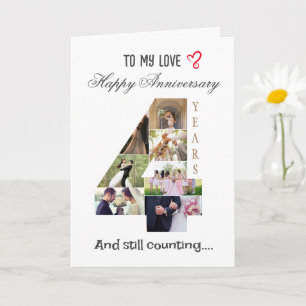 carte photo de l'anniversaire du Mariage de 4 ans