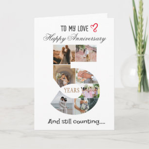 carte photo de l'anniversaire du Mariage de 5 ans