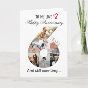 carte photo de l'anniversaire du Mariage de 6 ans