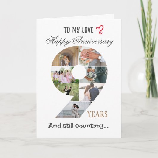 carte photo de l'anniversaire du Mariage de 9 ans (Devant)