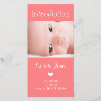 Carte photo de l'annonce de naissance d'une petite