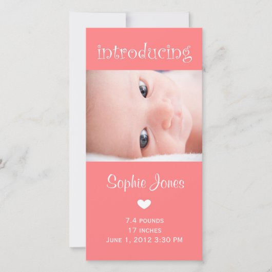 Carte photo de l'annonce de naissance d'une petite (Devant)